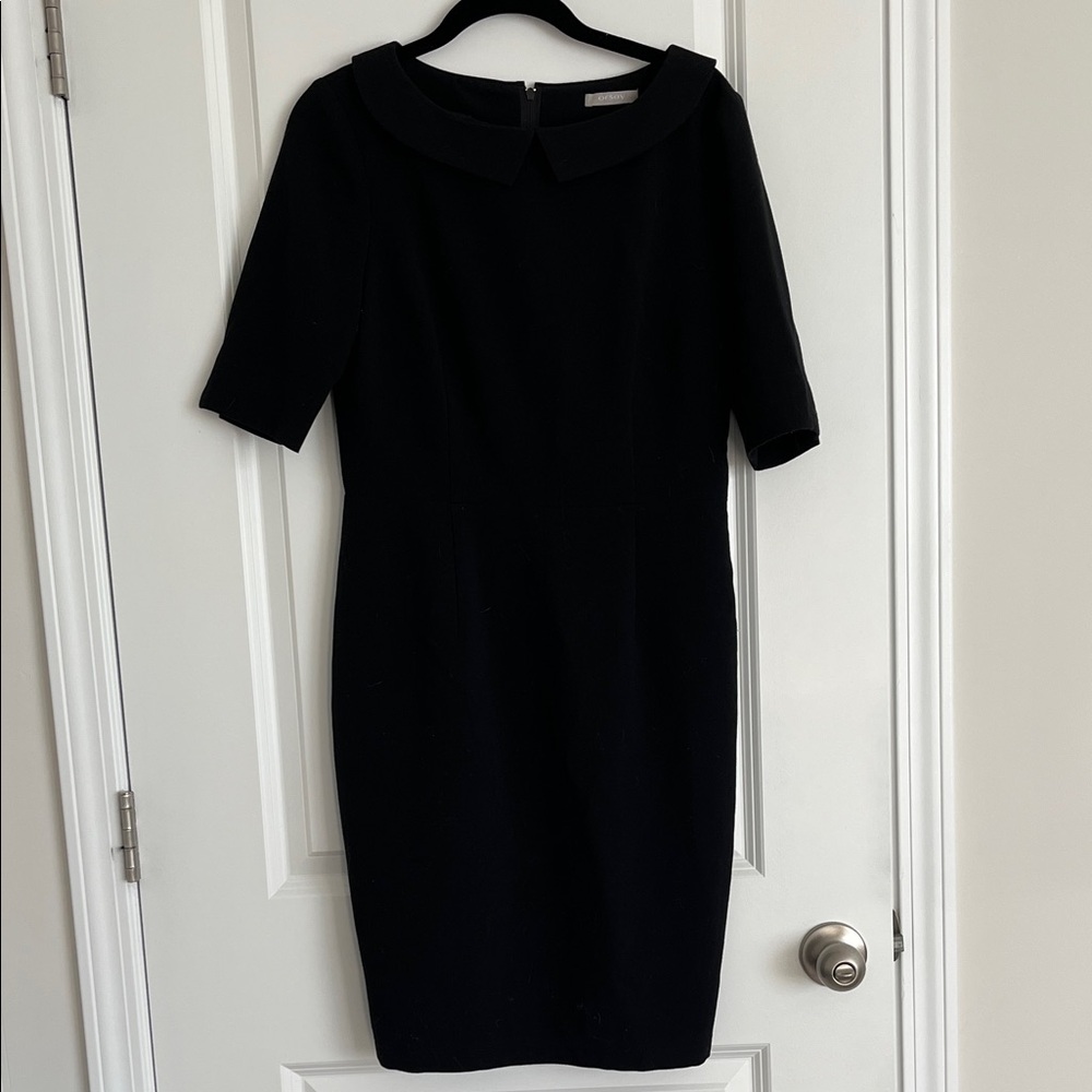Chic Black Midi Dress with Peter Pan Collar